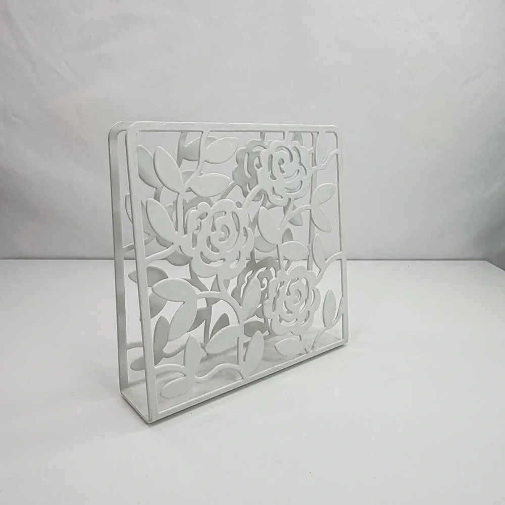 IKEA White Floral Metal LIKSIDIG Envelope Napkin Holder